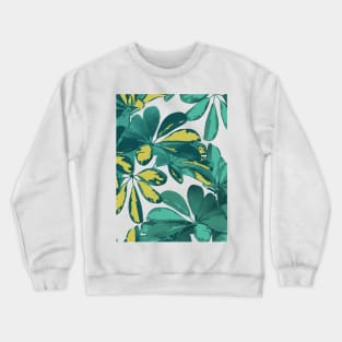 Exotic tropical Schefflera leaves textural print. Dark jungle summer topics. Rain forest foliage. Crewneck Sweatshirt